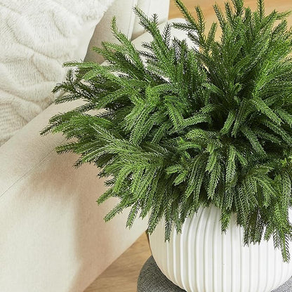 WeGuard 16 Pcs Real Touch Artificial Norfolk Pine Branches, 18 Inches Faux Cedar Pine Stem Fake Christmas Greenery Picks for Vase DIY Garland Wreath Christmas Decor Home Decor