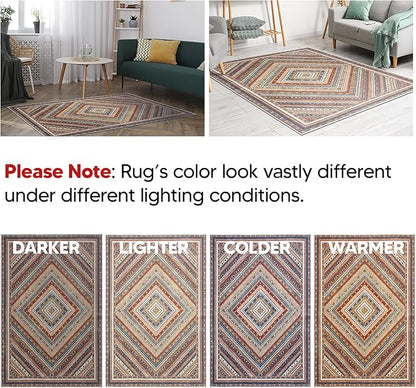 Keen Home Design 2x7 Rug - Machine Washable Runner Rug with Non-Slip Backing, Ideal for Hallway, Entryway, Kitchen, Laundry Room - Vintage, Easy Clean, Durable, Low Pile Rug - (2'6" x 7')