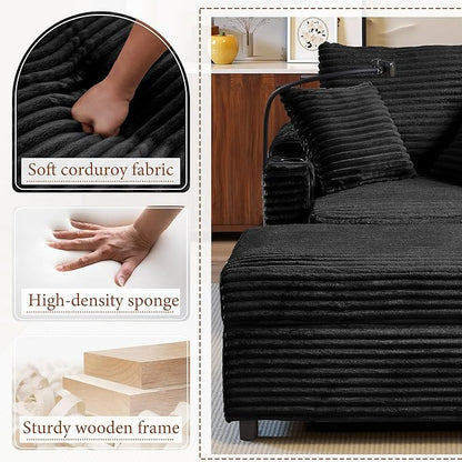 Accent Chair with Storage Ottoman Upholstered Living Room Chairs for Reading Chair with Chaise Lounge Chairs Indoor, Comfortable Armchair for Bedroom