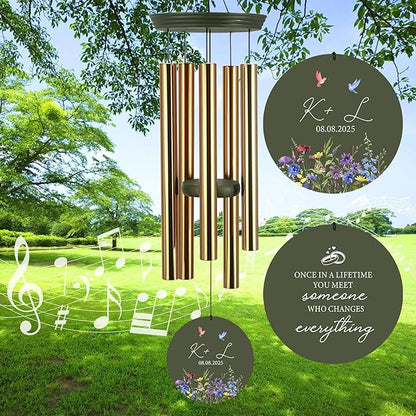 2025 Wedding Wind Chimes for Couple, Deep Tone Personalized Wind Chime, Wedding Gifts for Couples, Customized Windchime for Husband/Wife