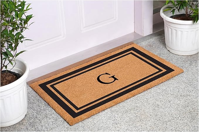 Calloway Mills 152963048G Black Border 30" x 48" Monogram Doormat Letter (G)