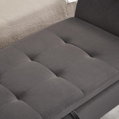Furniliving 51” Bedroom Bench, End of Bed Bench with Button-Tufted Large Upholstered Storage Bench Ottoman Velvet Window Bench with Storage Shoe Cabinet Bench, for Bedroom, Entryway, Closet, Grey