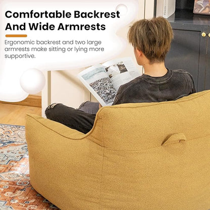 Bean Bag Chair for Adults, Comfy Tufted Bean Bag Chair Sofa with Armrests, Lazy Beanbag Chair with Foam Filler Stuffed Bean Bag Couch Sofa for Reading in Bedroom, Living Room and Dorms