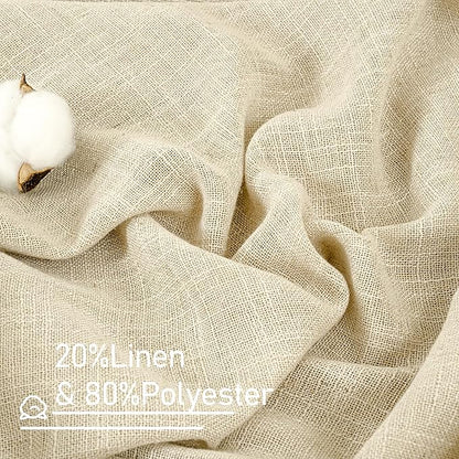 LAMIT 102 inches Long Sheer Linen Curtains, Linen Textured Light Filtering Semi Sheer Bronze Grommet Natural Boho Drapes for Living Room/Farmhouse, 2 Panels, Beige, 52 x 102 Inch