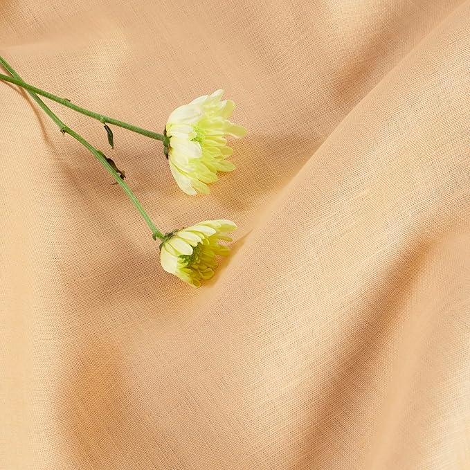 Solino Home Linen Table Runner 108 Inches Long - 100% Pure Linen Peach Table Runner 14 x 108 Inch - Fete