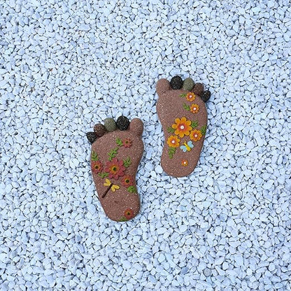 Stepping Stones - Light Brown Resin Footprint Shaped Set of 2 for Patio, Deck, Garden or Sidewalk