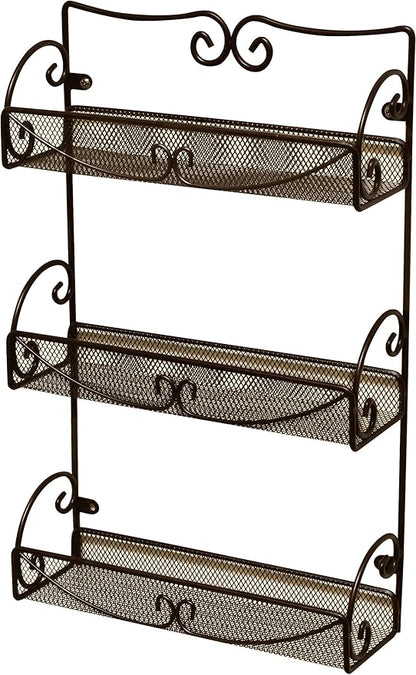 Deco Brothers 3 Tier Wall Mounted Hanging Spice Rack, Bronze