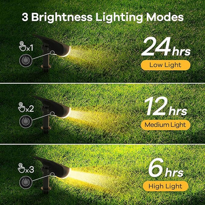 Linkind Solar Lights Outdoor Waterproof IP67, StarRay Dusk-to-Dawn Outdoor Solar Lights, 3 Lighting Modes Solar Spot Lights Outdoor for Garden, Yard, Landscape (Warm White, 4 Pack)