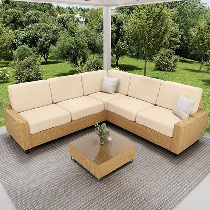 hyha Waterproof Sectional Couch Covers, Non Slip Sofa Couch Cushion Covers L Shape, Thick Stretch Jacquard Fabric, Washable Sofa Slipcovers with Elastic Bottom (1 Piece for Chaise XL, Beige)