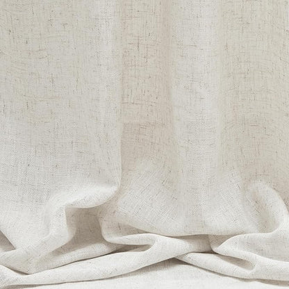 MYSKY HOME Farmhouse Kitchen Curtains 54 inches Long, Boho Curtain Panels Farmhouse Style Flax Linen Polyester Blend Texture for Home Decor, Light Soften Privacy Drapes, Linen, Pack-2