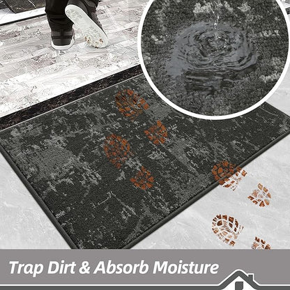 BEQHAUSE Dirt Trapper Door Mat 32"x48" Non-Slip Door Mats Washable Entryway Rugs Stain Resistant Doormat Absorbent Welcome Floor Mat for Front Back Door, Muddy Wet Shoes & Paws,Dark Grey