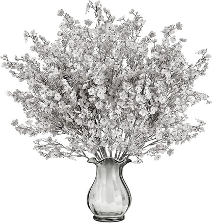 Sggvecsy 15 Pcs Babys Breath Artificial Flowers Gypsophila Bouquets Bulk Real Touch Fake Silk Flowers for Home DIY Floral Arrangement Table Centerpiece Fall Thanksgiving Autumn Decoration (Grey)