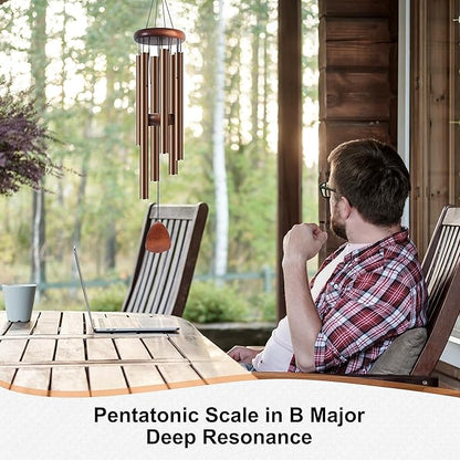 Large Aluminium Wind Chimes 37" Inches to Create a Zen Atmosphere Suitable for Outdoor, Garden, Patio Decoration Wind Chimes with Wind Catcher Suitable as A Gift for Unisex(2 Pack Coffe)