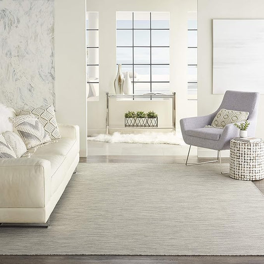 Nourison Positano Indoor/Outdoor Light Grey 6' x Round Area Rug, Easy Cleaning, Non Shedding, Bed Room, Living Room, Dining Room, Backyard, Deck, Patio (6 Round)