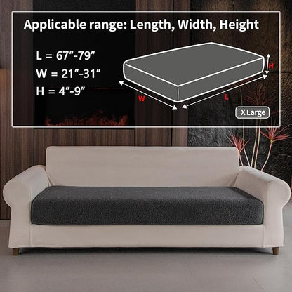 Couch Cushion Covers for Sectional Sofa, Stretch Soft Sofa Slipcovers Washable Wear-Resistant Universal Furniture Protector for Living Room(1 Piece Oversized Cover, Dark Gray)