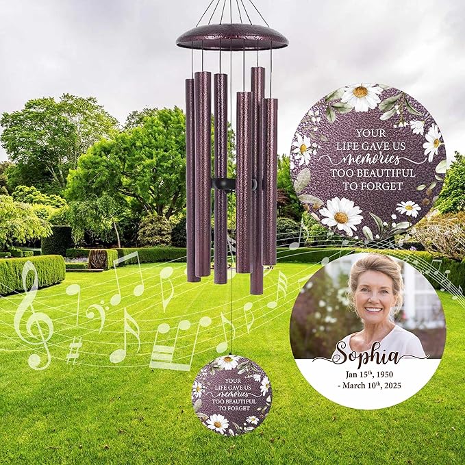 ASTARIN Personalized Deep Tone Wind Chime Memorial, Customized Sympathy Wind Chimes, Memory Wind Chimes for Loved Ones Lost, Bereavement Gifts Windchimes Outdoor