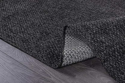 CAMILSON Easy Jute Rug 2x3, Indoor Outdoor Dark Gray Color Farmhouse Area Rugs for Living Room and Kitchen Rug, Solid Boho Woven Design, Easy-Cleaning, Washable Outside Carpet Alfombras (2 x 3)