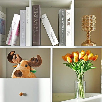 Mandy's Artificial Tulips 20 Stems Sunset PU Faux Flowers for Wedding Home Decor 13.5 Inch