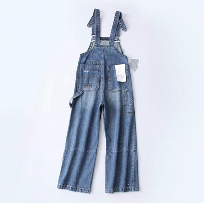 Loose Pocket Overalls Denim Pants