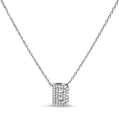 10K White Gold Diamond Accent "A" Initial Bubble Pendant Necklace