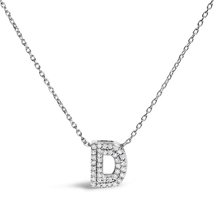 10K White Gold Diamond Accent "A" Initial Bubble Pendant Necklace
