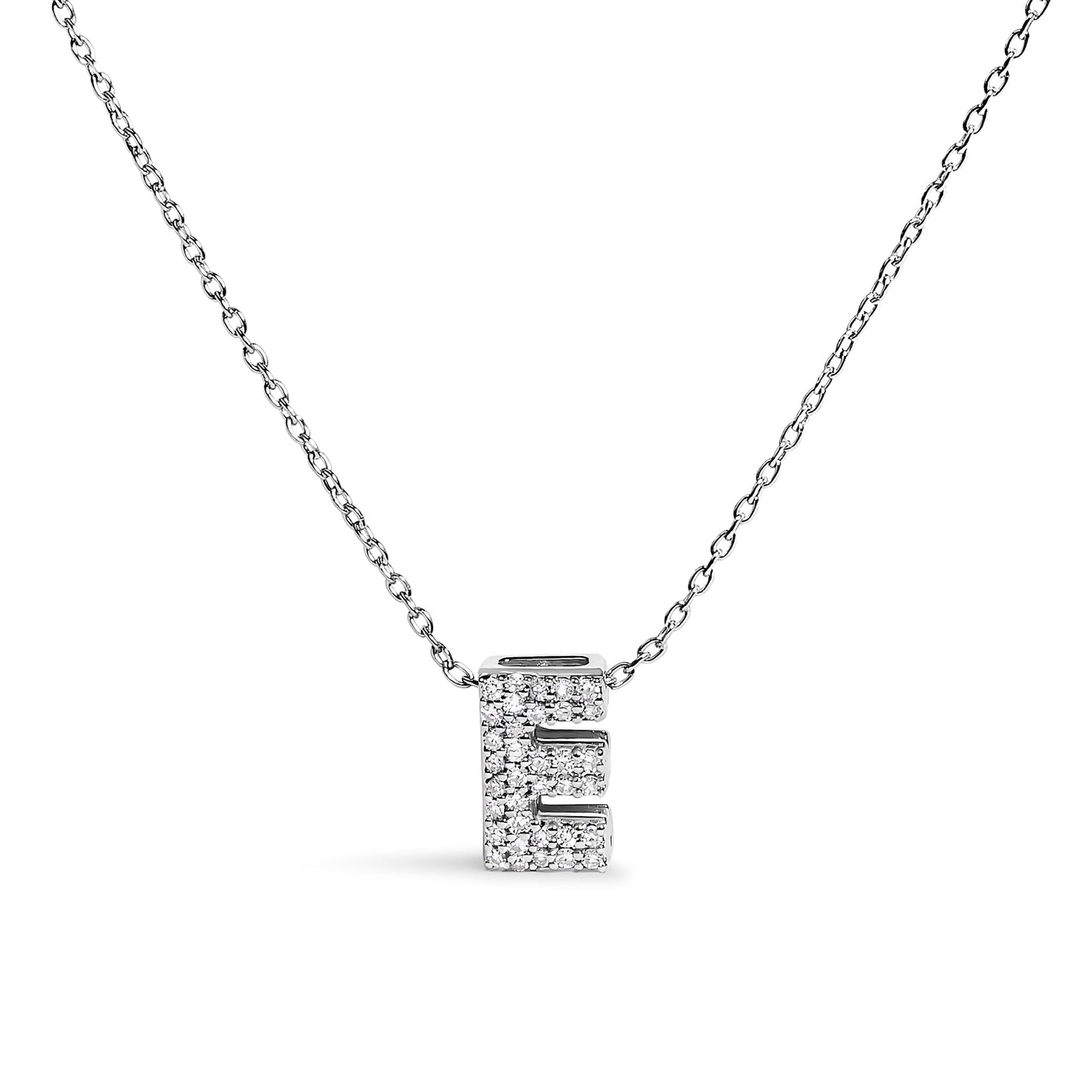 10K White Gold Diamond Accent "A" Initial Bubble Pendant Necklace