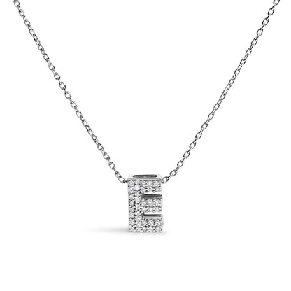 10K White Gold Diamond Accent "A" Initial Bubble Pendant Necklace