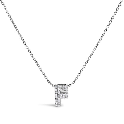 10K White Gold Diamond Accent "A" Initial Bubble Pendant Necklace