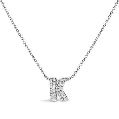 10K White Gold Diamond Accent "A" Initial Bubble Pendant Necklace