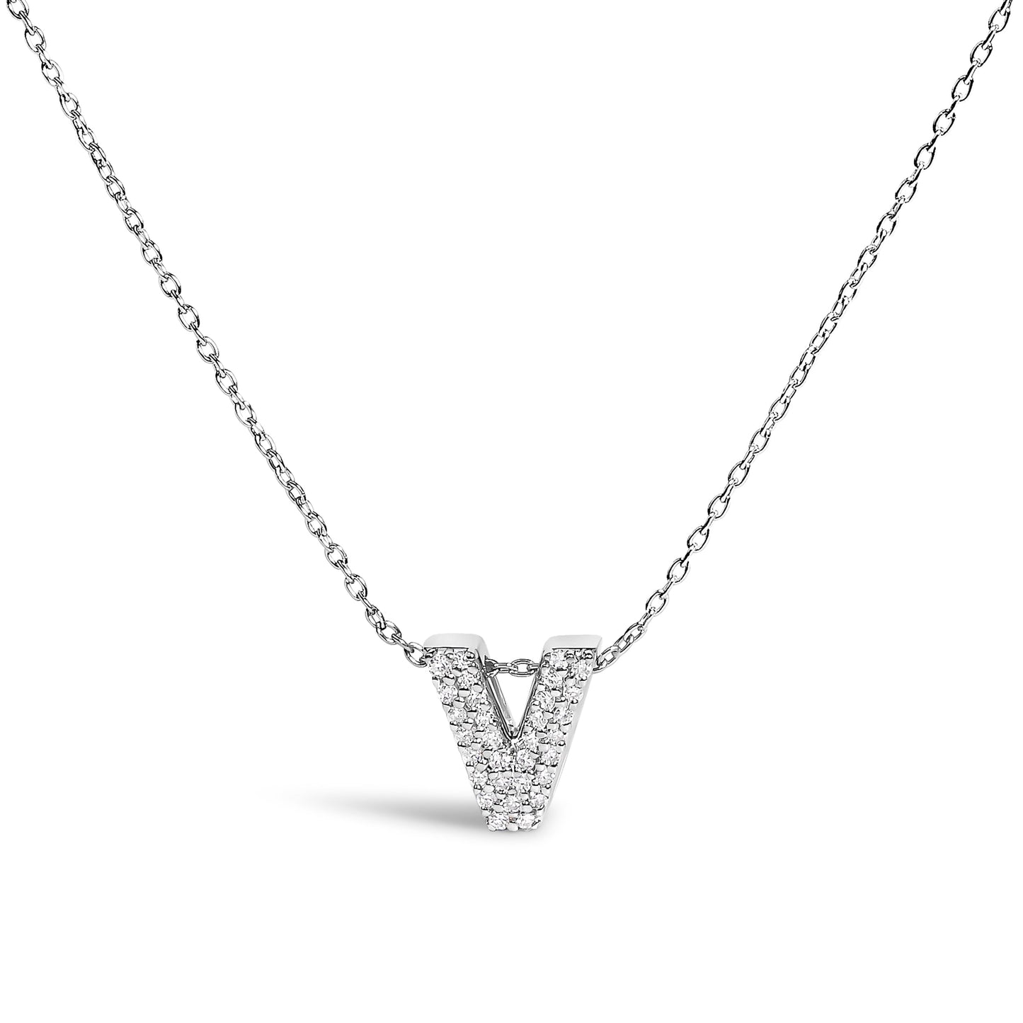 10K White Gold Diamond Accent "A" Initial Bubble Pendant Necklace