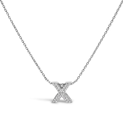 10K White Gold Diamond Accent "A" Initial Bubble Pendant Necklace