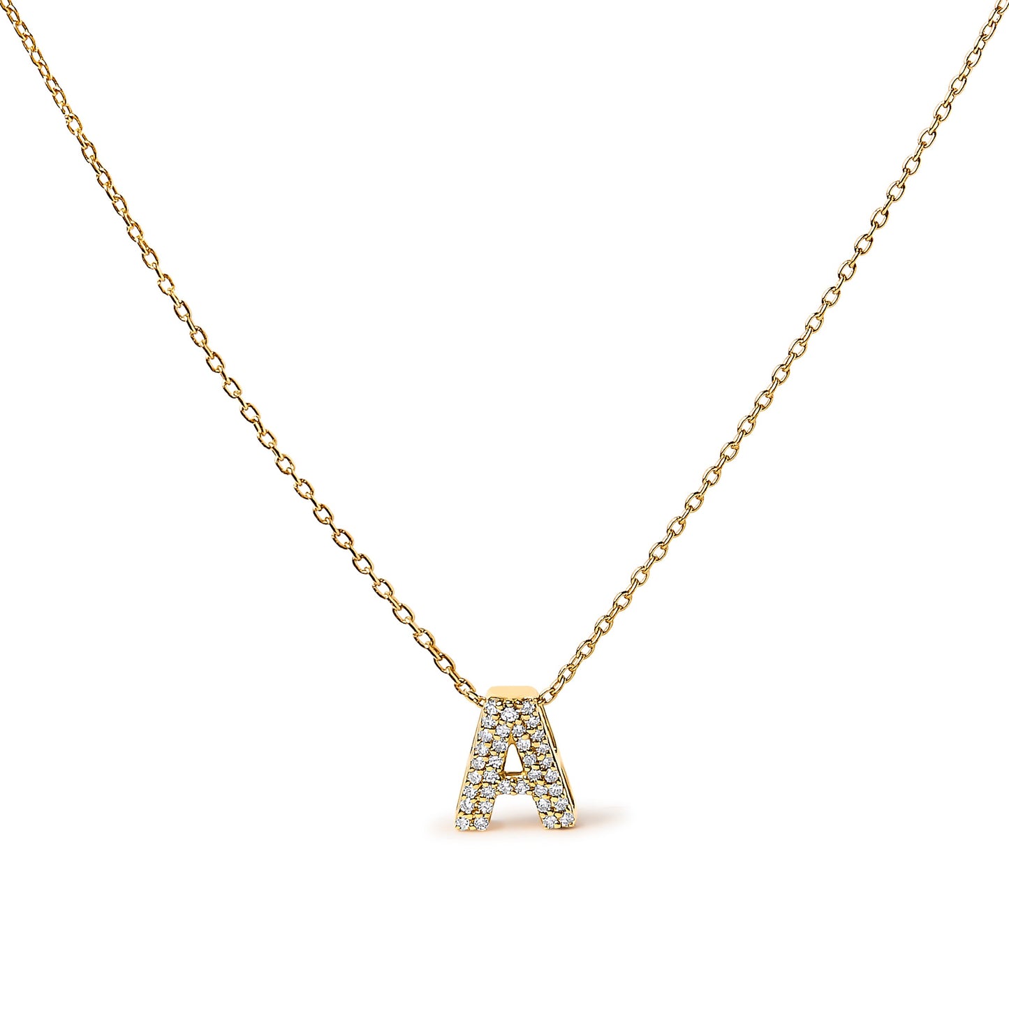 10K White Gold Diamond Accent "A" Initial Bubble Pendant Necklace