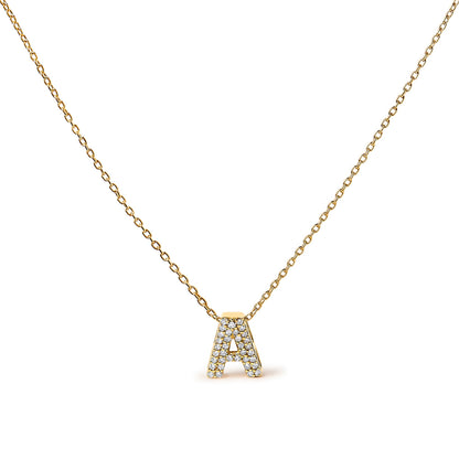 10K White Gold Diamond Accent "A" Initial Bubble Pendant Necklace