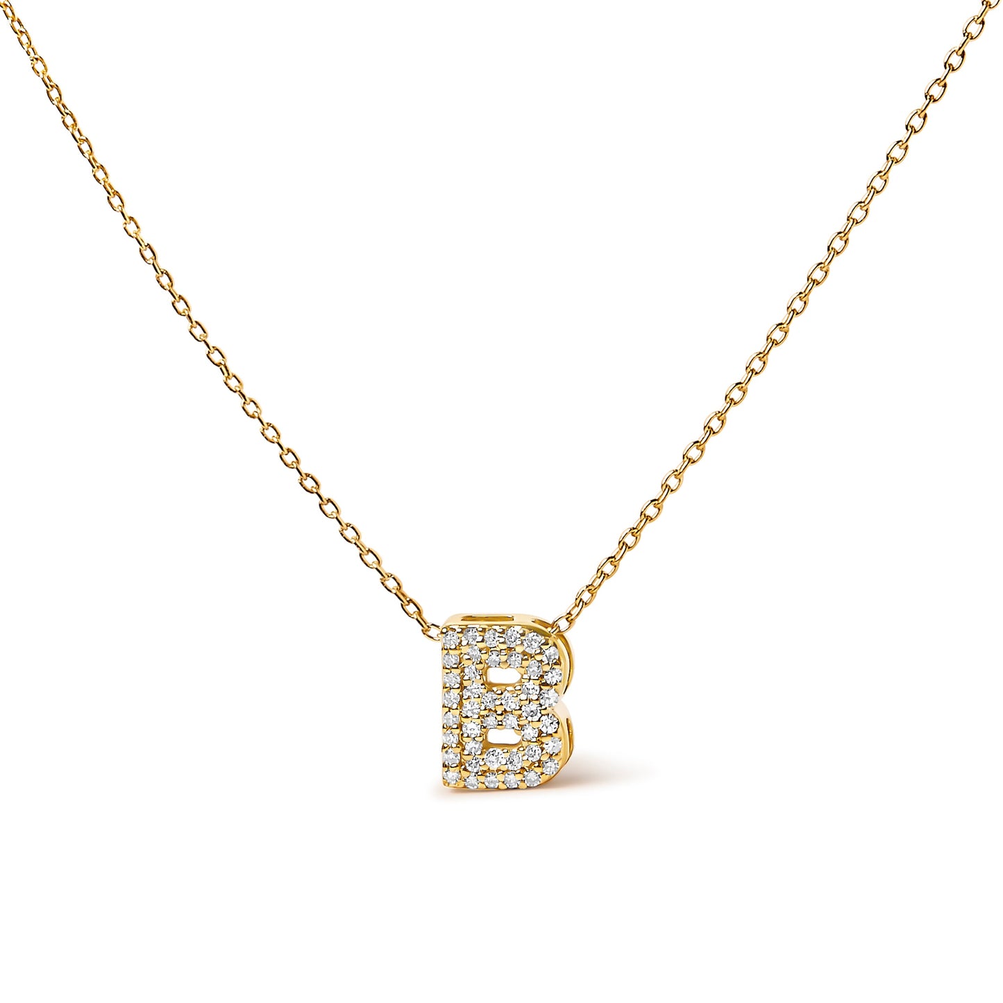 10K White Gold Diamond Accent "A" Initial Bubble Pendant Necklace