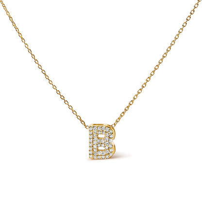 10K White Gold Diamond Accent "A" Initial Bubble Pendant Necklace