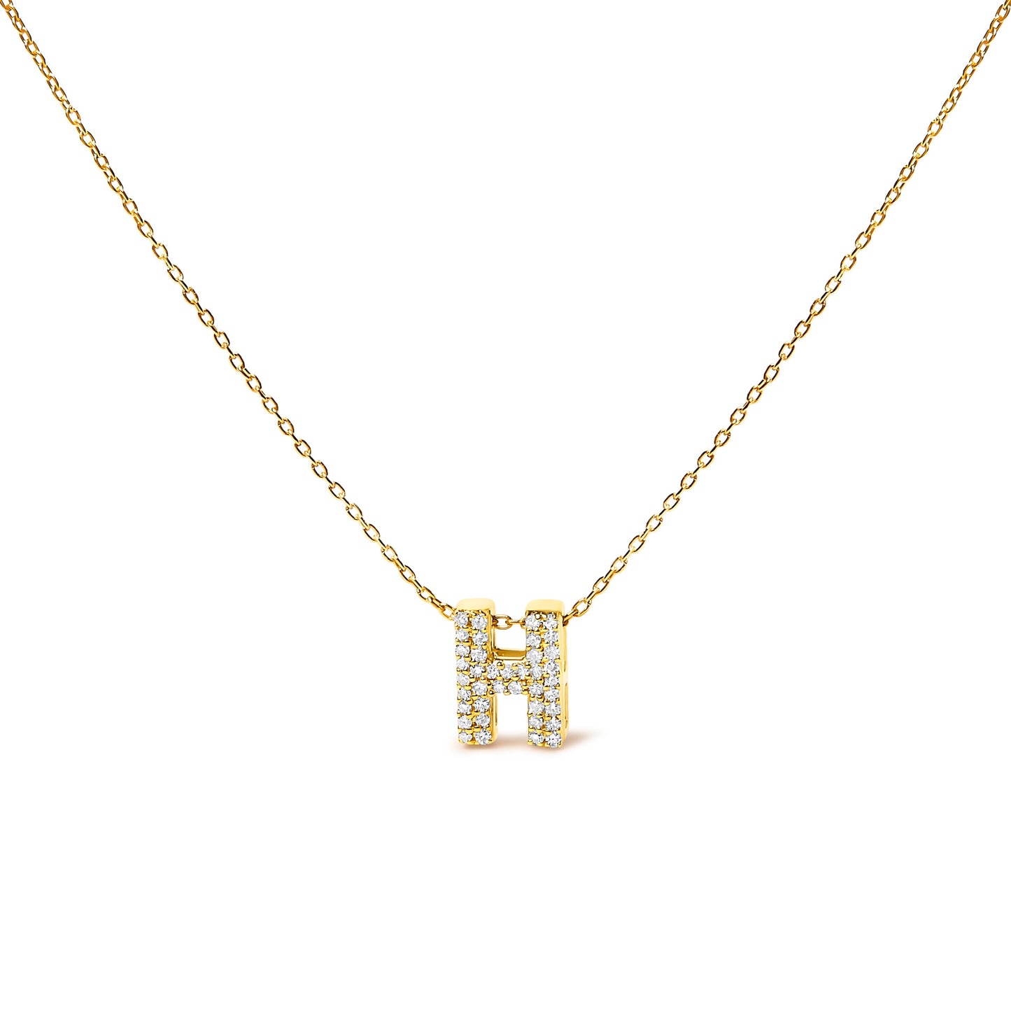 10K White Gold Diamond Accent "A" Initial Bubble Pendant Necklace