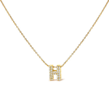 10K White Gold Diamond Accent "A" Initial Bubble Pendant Necklace