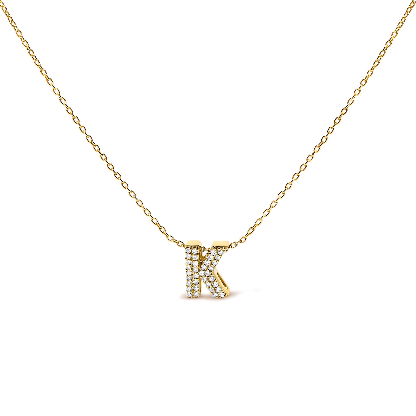 10K White Gold Diamond Accent "A" Initial Bubble Pendant Necklace
