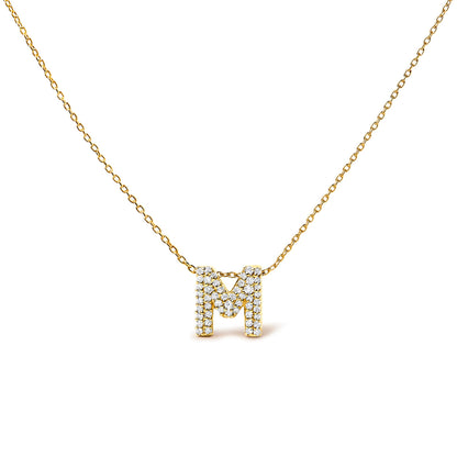 10K White Gold Diamond Accent "A" Initial Bubble Pendant Necklace
