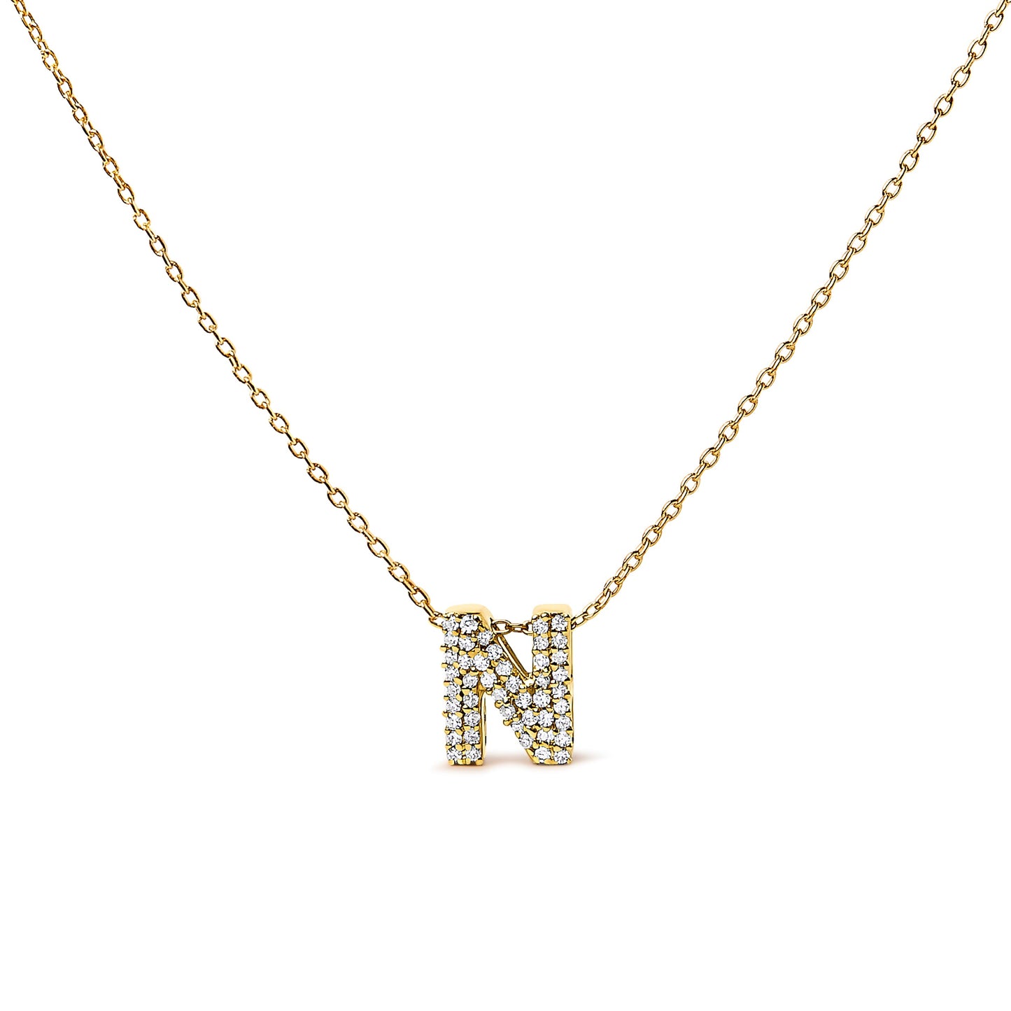 10K White Gold Diamond Accent "A" Initial Bubble Pendant Necklace