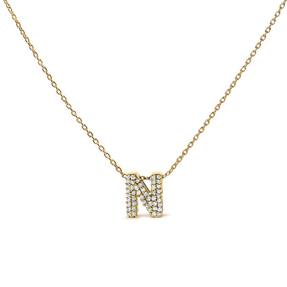 10K White Gold Diamond Accent "A" Initial Bubble Pendant Necklace