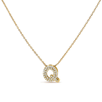 10K White Gold Diamond Accent "A" Initial Bubble Pendant Necklace