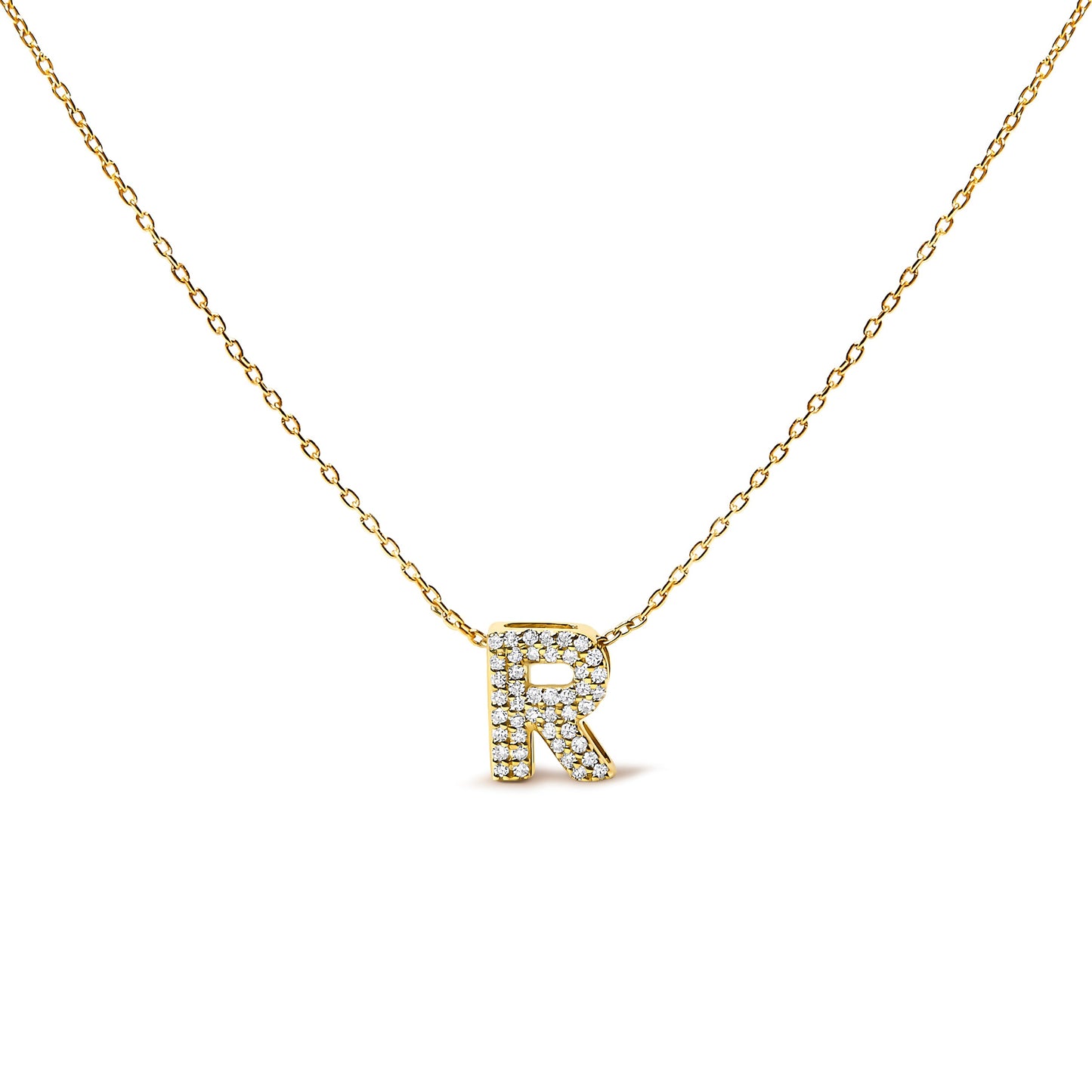 10K White Gold Diamond Accent "A" Initial Bubble Pendant Necklace