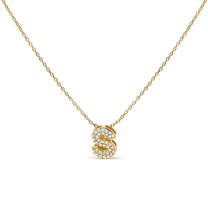 10K White Gold Diamond Accent "A" Initial Bubble Pendant Necklace