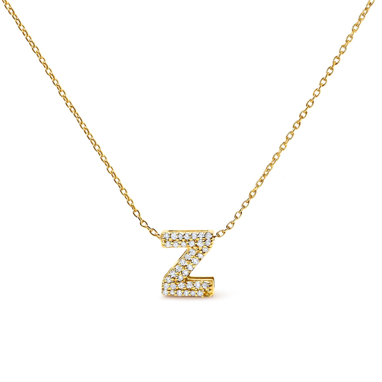 10K White Gold Diamond Accent "A" Initial Bubble Pendant Necklace