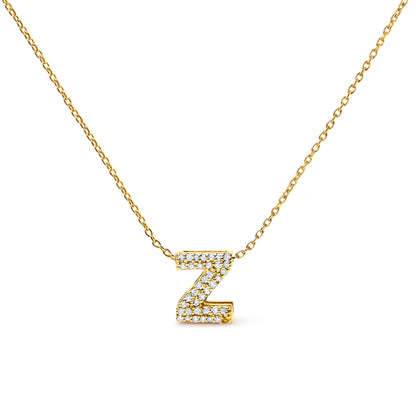 10K White Gold Diamond Accent "A" Initial Bubble Pendant Necklace