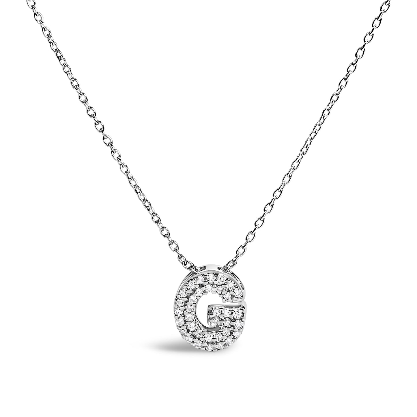 10K White Gold Diamond Accent "A" Initial Bubble Pendant Necklace