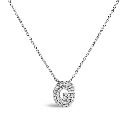 10K White Gold Diamond Accent "A" Initial Bubble Pendant Necklace