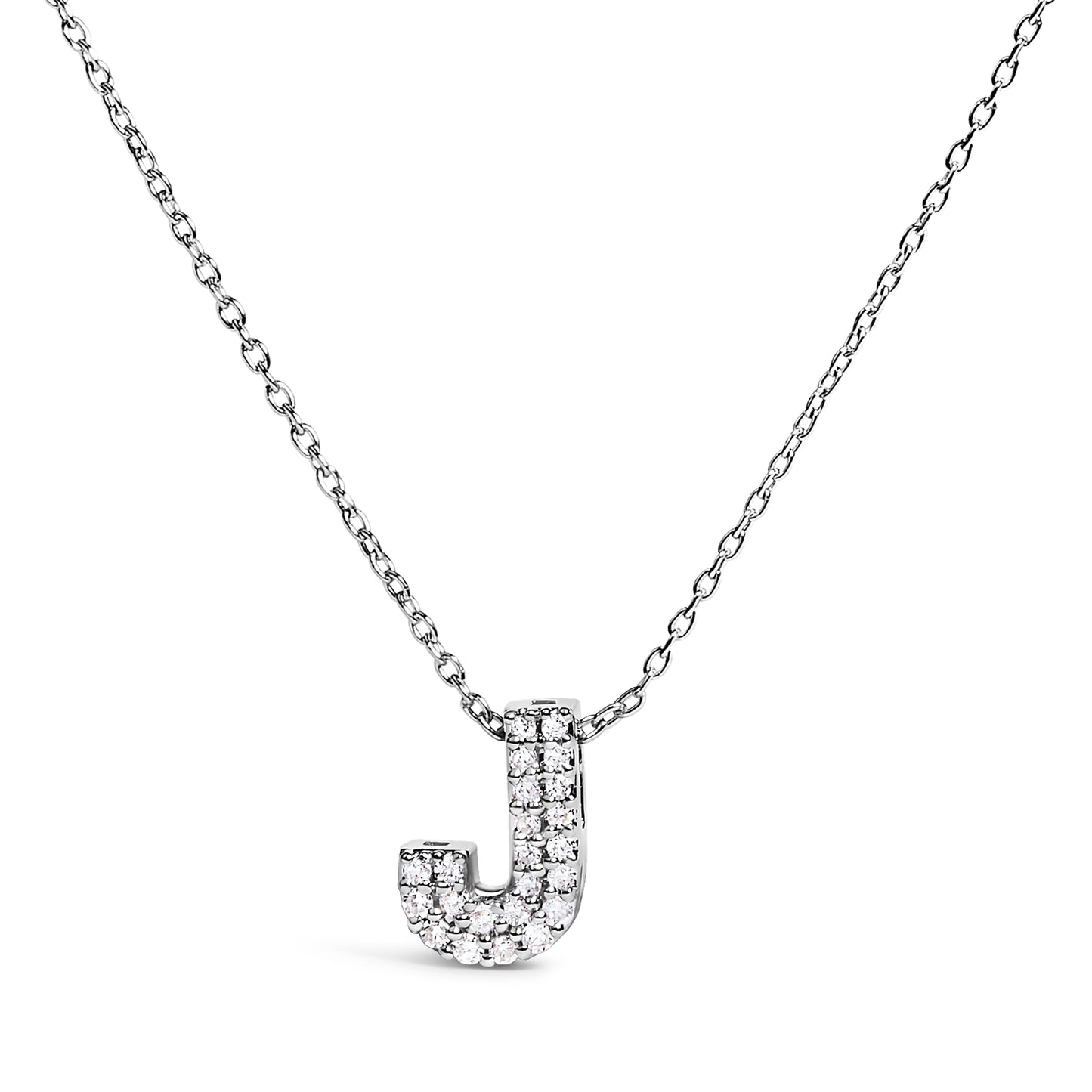 10K White Gold Diamond Accent "A" Initial Bubble Pendant Necklace