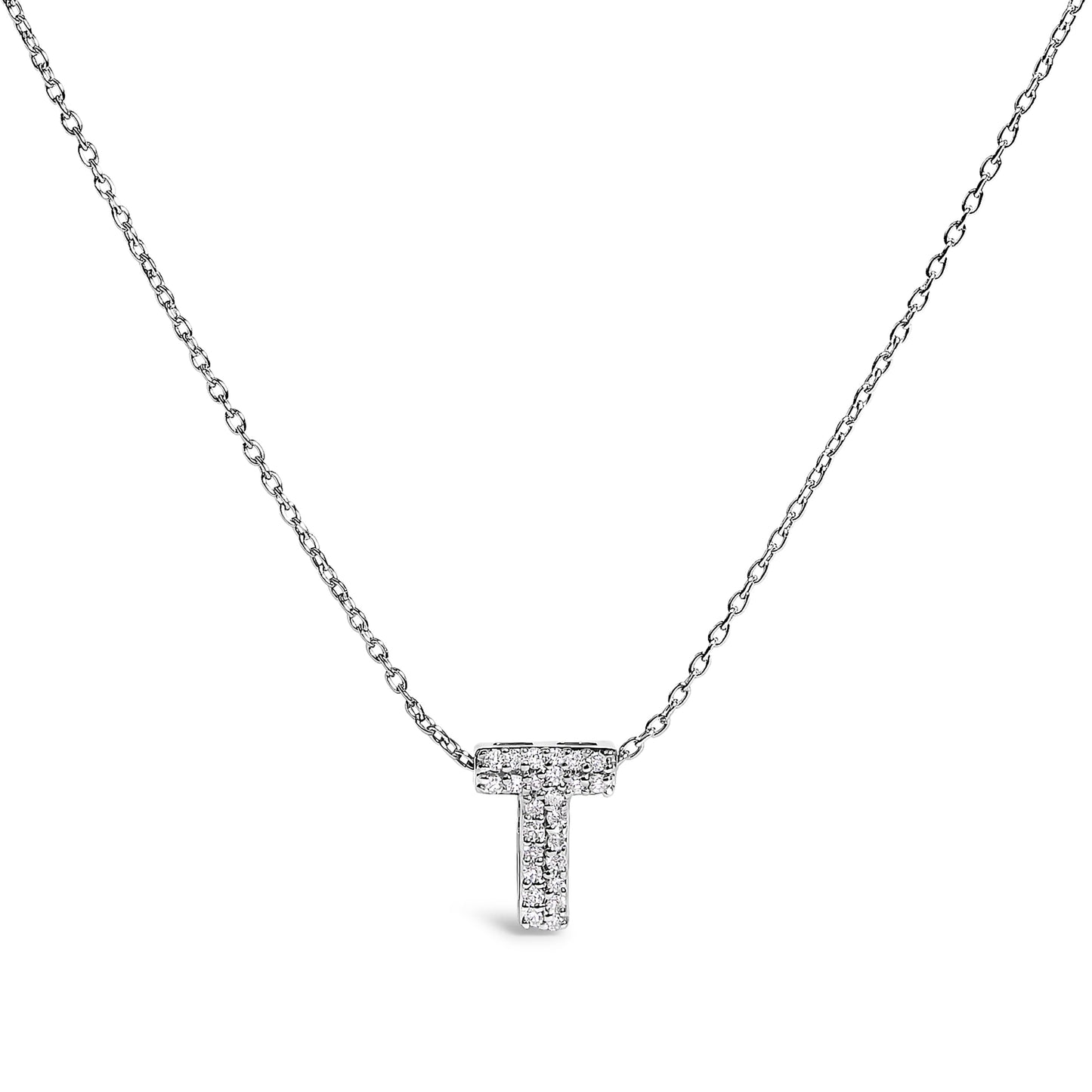 10K White Gold Diamond Accent "A" Initial Bubble Pendant Necklace